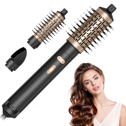 Hair Dryer Brush 3-in-1 Rotating Round Hot Air Spin Brush Set 2 Detachable Auto Rotating Curling Brush Hot Air Styler