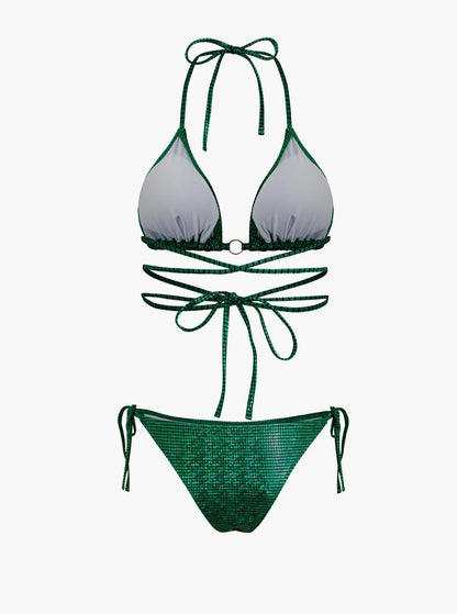 Conjunto de biquíni de maiô grade halter