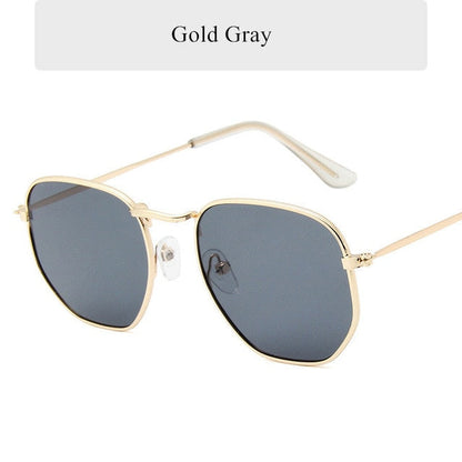 Óculos de sol vintage polígono vintage masculino homem marca metal moldura de sol ladies uv400 fêmea feminina de luxo poligonal macho