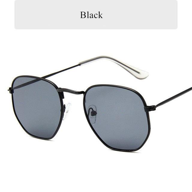 Óculos de sol vintage polígono vintage masculino homem marca metal moldura de sol ladies uv400 fêmea feminina de luxo poligonal macho