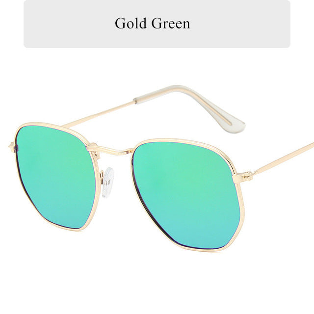 Óculos de sol vintage polígono vintage masculino homem marca metal moldura de sol ladies uv400 fêmea feminina de luxo poligonal macho