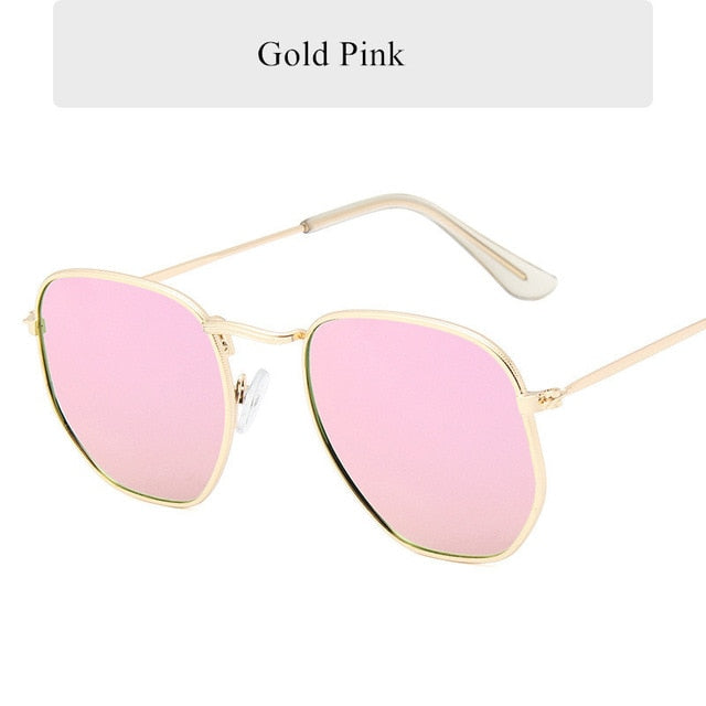 Óculos de sol vintage polígono vintage masculino homem marca metal moldura de sol ladies uv400 fêmea feminina de luxo poligonal macho