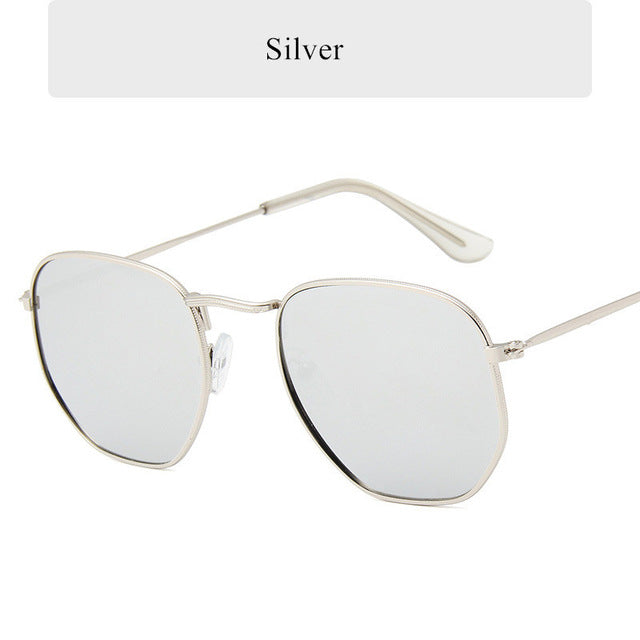 Óculos de sol vintage polígono vintage masculino homem marca metal moldura de sol ladies uv400 fêmea feminina de luxo poligonal macho