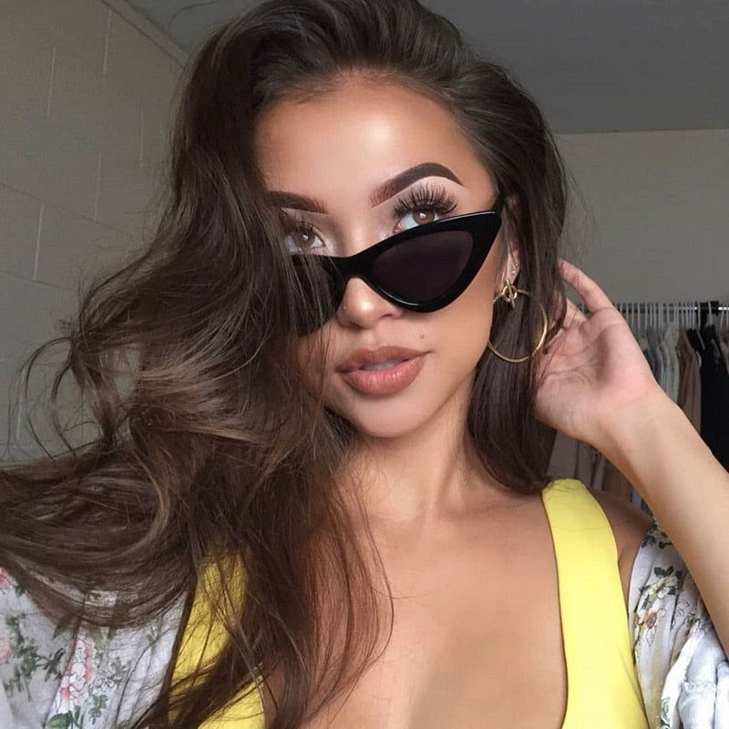 Novos óculos de sol retro moda feminina designer de marca vintage olho de gato preto de sol branco óculos feminino uv400 oculos