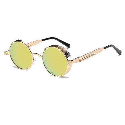 Sunglasses unissex   Metal Round Steampunk Designer Retro Frame Retro Frame Vintage de alta qualidade UV400