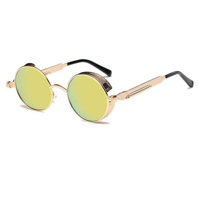 Sunglasses unissex   Metal Round Steampunk Designer Retro Frame Retro Frame Vintage de alta qualidade UV400