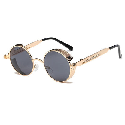 Sunglasses unissex   Metal Round Steampunk Designer Retro Frame Retro Frame Vintage de alta qualidade UV400