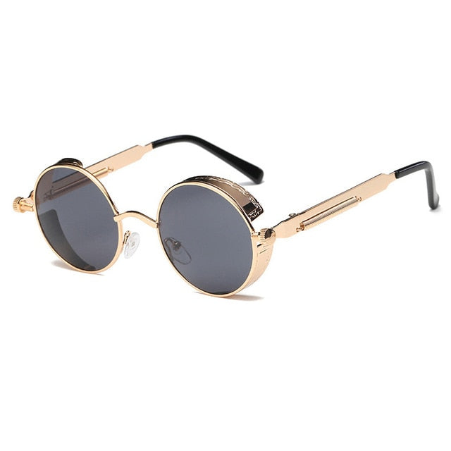 Sunglasses unissex   Metal Round Steampunk Designer Retro Frame Retro Frame Vintage de alta qualidade UV400