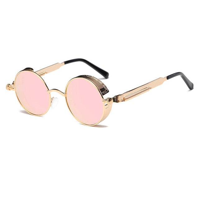 Sunglasses unissex   Metal Round Steampunk Designer Retro Frame Retro Frame Vintage de alta qualidade UV400