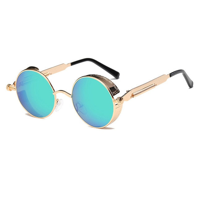 Sunglasses unissex   Metal Round Steampunk Designer Retro Frame Retro Frame Vintage de alta qualidade UV400