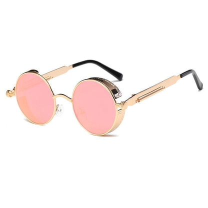 Sunglasses unissex   Metal Round Steampunk Designer Retro Frame Retro Frame Vintage de alta qualidade UV400
