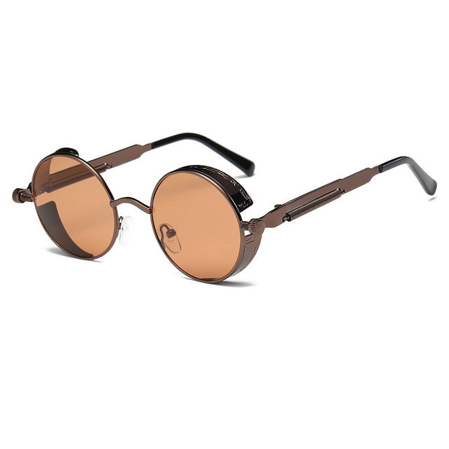 Sunglasses unissex   Metal Round Steampunk Designer Retro Frame Retro Frame Vintage de alta qualidade UV400