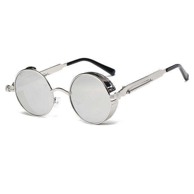 Sunglasses unissex   Metal Round Steampunk Designer Retro Frame Retro Frame Vintage de alta qualidade UV400