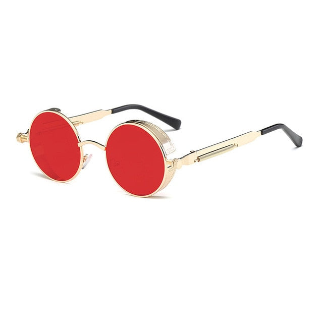 Sunglasses unissex   Metal Round Steampunk Designer Retro Frame Retro Frame Vintage de alta qualidade UV400