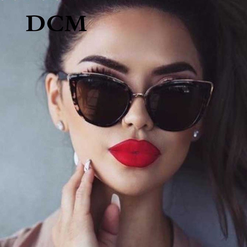 Óculos de sol cateye dcm feminino glasses vintage Óculos retrô olho de sol dos óculos femininos oleosos femininos uv400