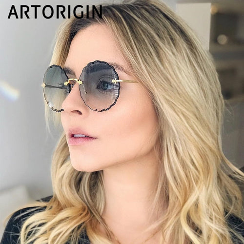Óculos de sol redondos de luxo feminino designer de marca oriba